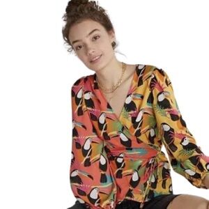 FARM RIO Rainforest multicolored wrap blouse